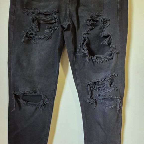 EUC AMERICAN EAGLE OUTFITTERS REAL GOOD DARK WASH DESTROYED MOM JEANS SIZE 2 - Picture 7 of 16